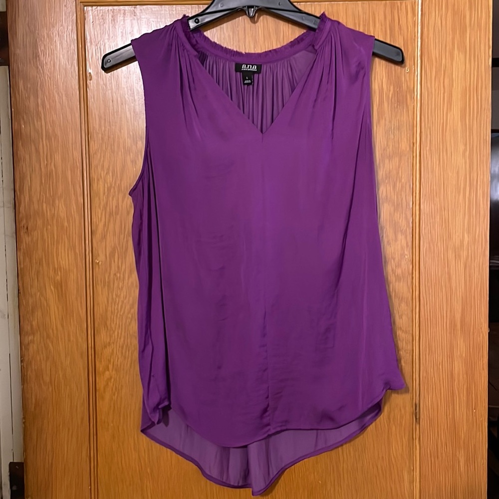 A.N.A Sleeveless Purple Blouse with Fringe